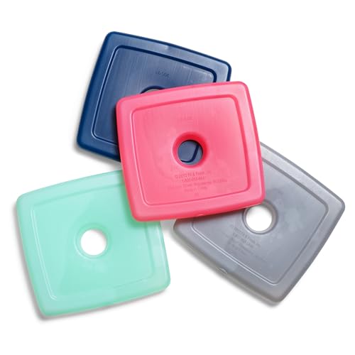 Slim Ice Packs - Quick Freeze Reusable 4-Pack for Lunch Boxes & Coolers - Multicolor