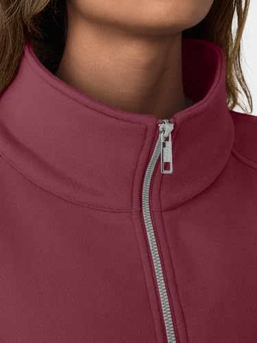 Large Winered Zip Up Cropped Hoodie for Women - Trendy Queen Y2K Sweatshirt