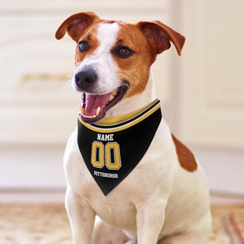 Personalized Pittsburgh Dog Bandana - Custom Name & Number - One Size