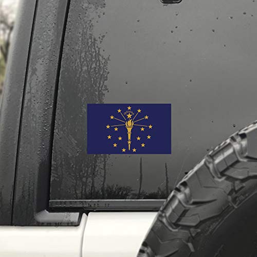 Indiana State Flag Decal Stickers - 2-Pack, 5"x3", Weather Resistant