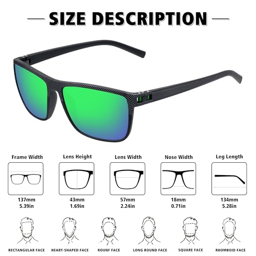 Polarized Sunglasses for Men Women - UV Protection Square Sports Glasses