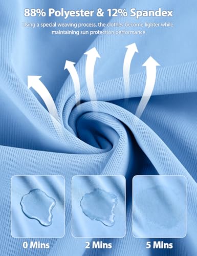 Boys UPF 50+ Long Sleeve Swim Shirt with Thumb Holes - Light Blue, X-Large