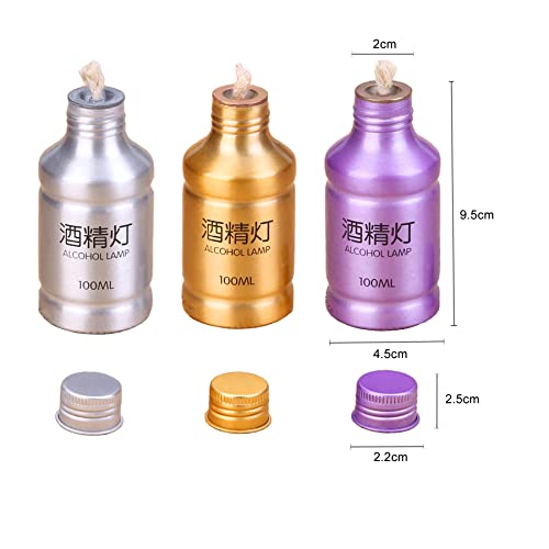 Portable Alcohol Burner Lamp - 100ml Aluminum Alloy, Silver 2Pcs