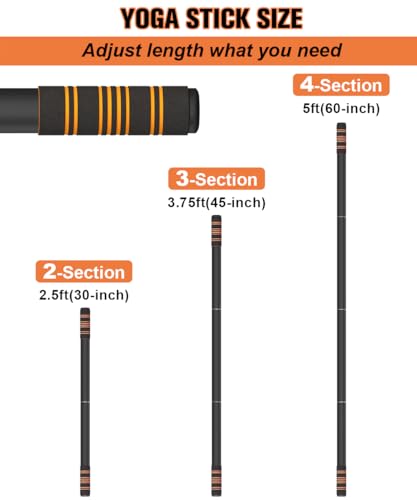 5ft Adjustable Yoga Stick - Heavy-Duty Steel, Foam Grips - Black
