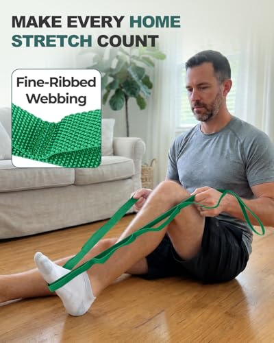 Stretching Strap with Loops & Leg Lifter - Green | Non-Elastic Mobility Aid