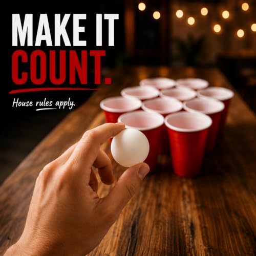 40mm Beer Pong Balls - Durable Seamless White Ping Pong Balls, 12 Pack