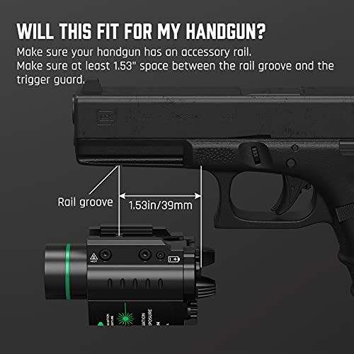 Feyachi Red/Green Laser Flashlight Combo 500 Lumen Tactical Light with Picatinny Rail Mount