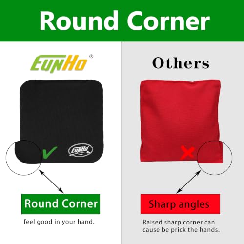 EunHo Professional Cornhole Bags Set of 8 - Dual-Sided Slick & Stick, Red/Black