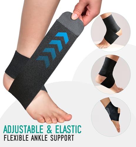 HiRui Adjustable Ankle Support Brace Medium Black for Sprains & Injury Recovery