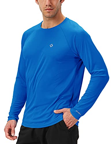 NAVISKIN Men's UPF 50+ Long Sleeve Sun Protection Rash Guard Shirt - Royal Blue, Large