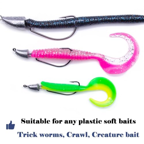 Bullet Jig Heads - 10Pcs 1/16 oz Weighted EWG Hooks for Texas Rig Bass