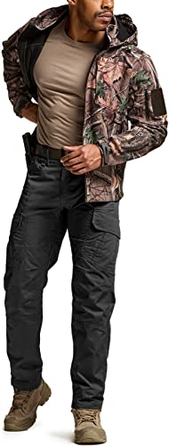 Men's Tactical Pants - Water Resistant Cargo Pants - Mag Pocket Black, 34W x 32L