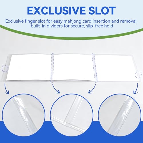 Mahjong Card Sleeves - 4 Pack Clear Plastic Protectors for Large 6 1/8" x 4 3/4" Cards
