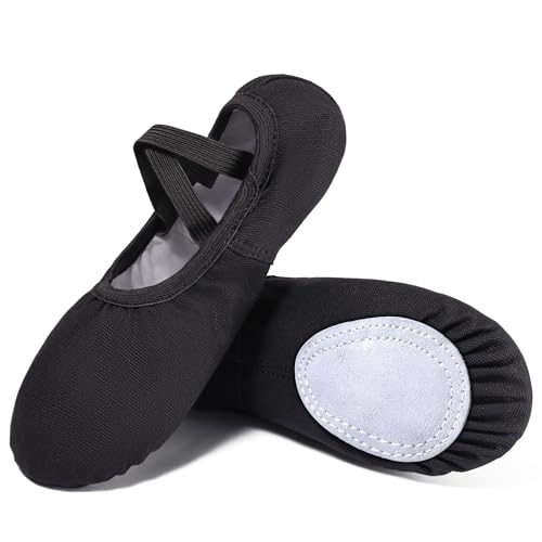 Ballet Shoes for Women - Split Sole Dance Shoes, 7.5 Women/6.5 Men - Black