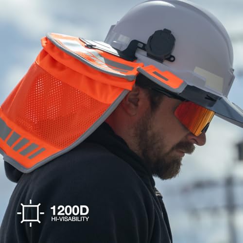 Klein Tools 03011 Hybrid Wide Brim Sombrero Sun Hat with Neck Flap, Hi-Visibility 1200D Fabric, and Universal Hard Hat Clips