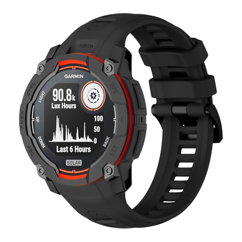 EIHAIHIS Silicone Replacement Band for Garmin Instinct 3 Solar 45mm - Black, 22mm