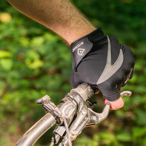 Bionic Men's Cycling Gloves Large Fingerless Black with Shock Absorbing Pads