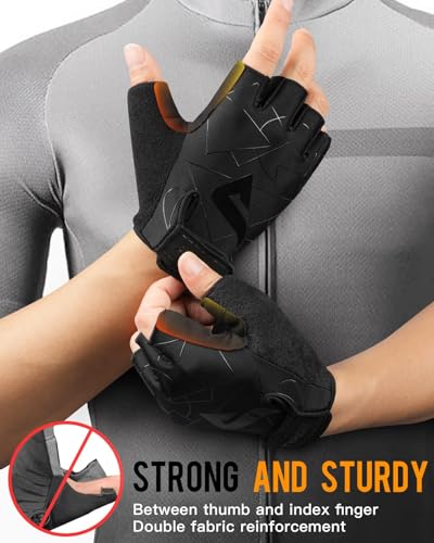 ATERCEL Black Large Cycling Gloves for Men Women - Bike, Workout, Gym & Training