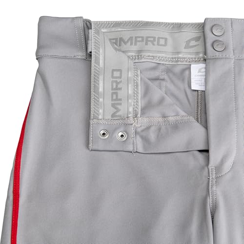 Champro Triple Crown 2.0 Open Bottom Baseball Pants, Large Grey/Scarlet
