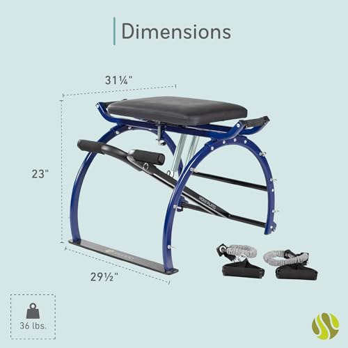 Moxxi Pilates Chair with Resistance Bands - Compact Home Gym Equipment