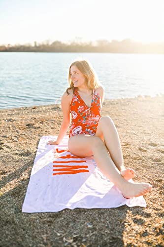 Bride of The Party Pink & Blue Beach Towel for Bachelorette & Pool Parties