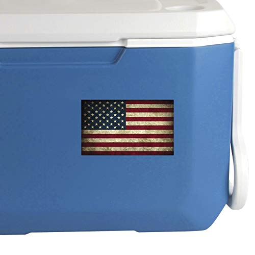 Vintage American Flag Vinyl Decal Sticker - 5 x 3 Inch Weatherproof USA Decal