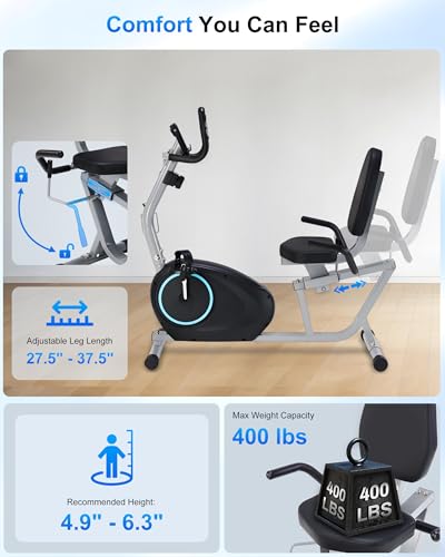 Recumbent Exercise Bike for Seniors - 400LB Capacity, Blue