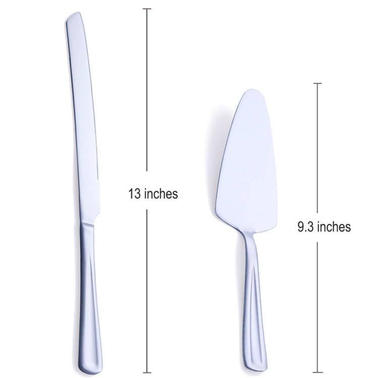 Stainless Steel Wedding Cake Cutting Set - Silver