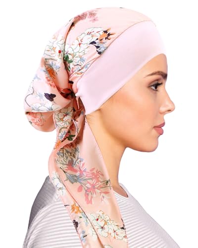 Chemo Headwear for Women - Silky Soft Light Pink Pattern Turban