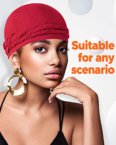 Silk Satin Lined Pre-Tied Turban Durag Head Wrap - Black, Medium