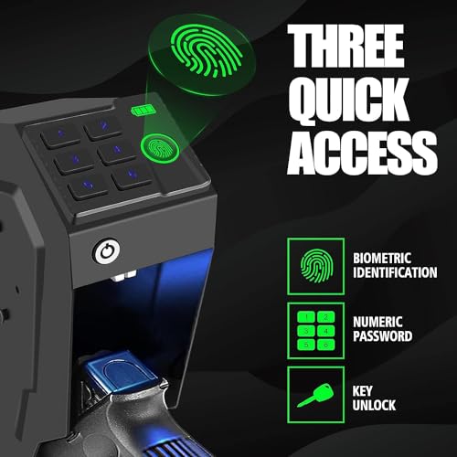 Biometric Handgun Safe - Upgraded Black, Hidden Mounting Design
