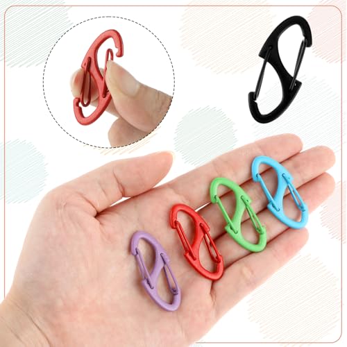 20-Piece S Carabiner Clip Set - Mini Colorful Keychain Hooks