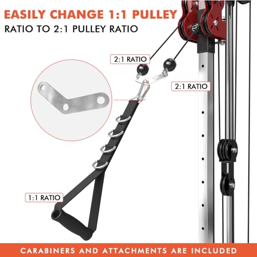 Cable Crossover Machine with Dual Pulley System - Red