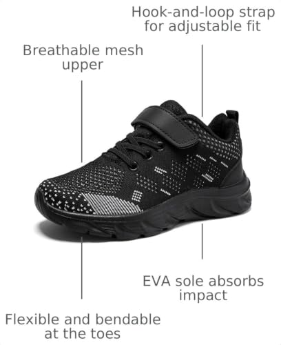 Kids Athletic Sneakers Slip-On Lightweight Breathable Non-Slip Shoes for Boys & Girls