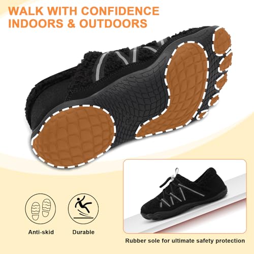 Relxfeet Women’s Diabetic Wide Slippers 8.5 Black - House Shoes for Indoor Comfort