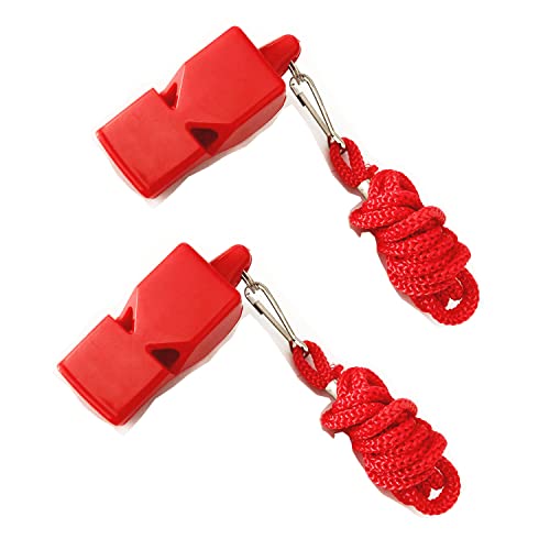 Premium Sports & Outdoor Safety Whistle with Lanyard - Red