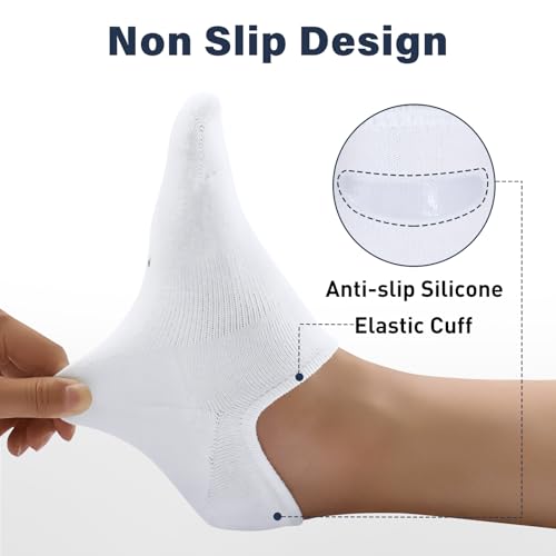 SIXDAYSOX No Show Socks Men 6/8 Pack Cotton Ankle Socks Size 10-13/13-15 (6 White) - 13-15 Variation Included