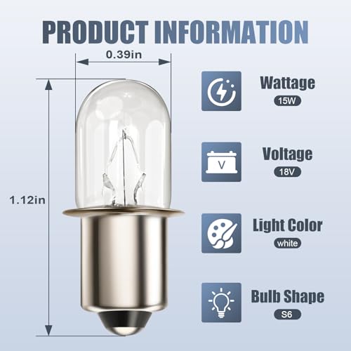 Flashlight Bulbs Replacement S6 Shape P13.5S Base - 2 Pack