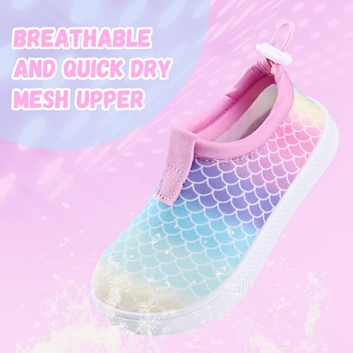 WateLves Toddler Water Shoes 12 Little Kid Fishscales Quick Dry Aqua Sneakers for Beach & Play
