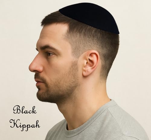 Black Kippah with Clip - Jewish Head Covering for Ceremonies
