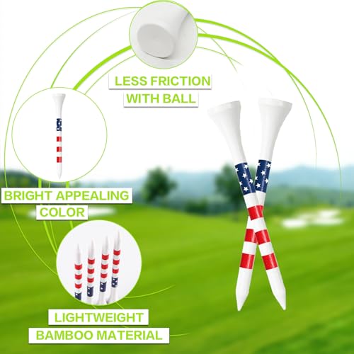 Golf Tees Set - 2 3/4 Inch (50 Pack) USA Flag Design