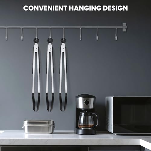 12-Inch 2-in-1 Cooking Tongs with Measuring Spoon - Round Head