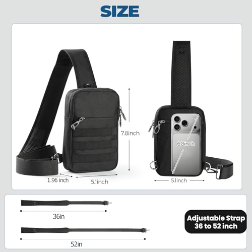 Keanoo Black Sling Bag Anti-Theft Crossbody RFID Lock, Compact EDC Shoulder Bag