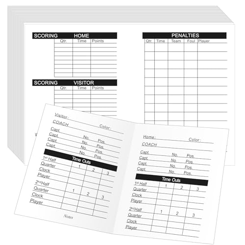 50 Pack Football Referee Cards - 4 Sided Scorekeeping Cards for Sports Officiating