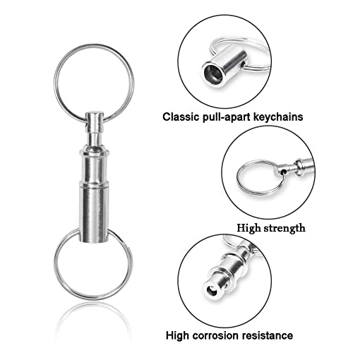 3 Pack Quick Release Detachable Keychain - Dual Pull Apart Metal Key Ring