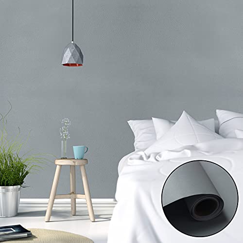 WADILE Peel and Stick Wallpaper 15.9in x 78.7in, Solid Color Contact Paper Waterproof, Vinyl Colored Wall Paper Self Adhesive, Textured Wallpaper Removable for Cabinets/Countertop, Light Gray