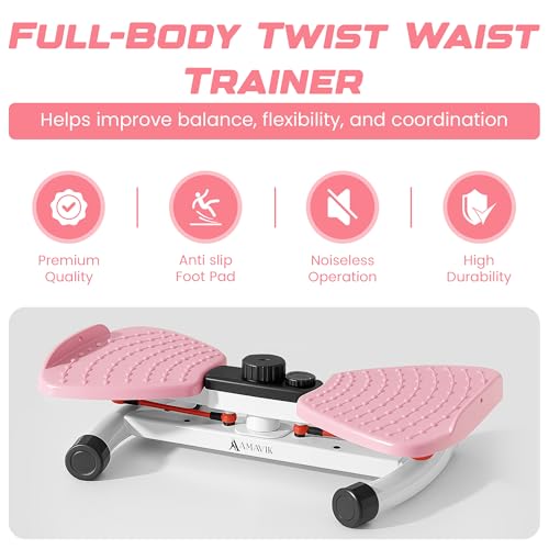 Waist Twister Machine with Digital Counter - Pink, 330lbs Capacity