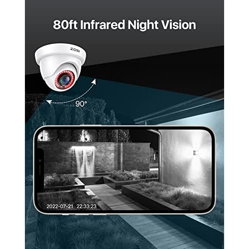 ZOSI 1080p Dome Security Cameras (Hybrid 4-in-1 HD-CVI/TVI/AHD/960H Analog CVBS),2MP Day Night Weatherproof Surveillance CCTV Camera Dome Outdoor/Indoor,Night Vision Up to 80FT