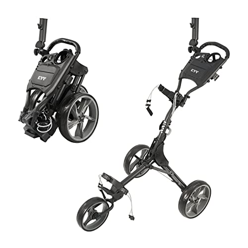 Lightweight 3-Wheel Golf Push Cart with Umbrella Holder - Charcoal