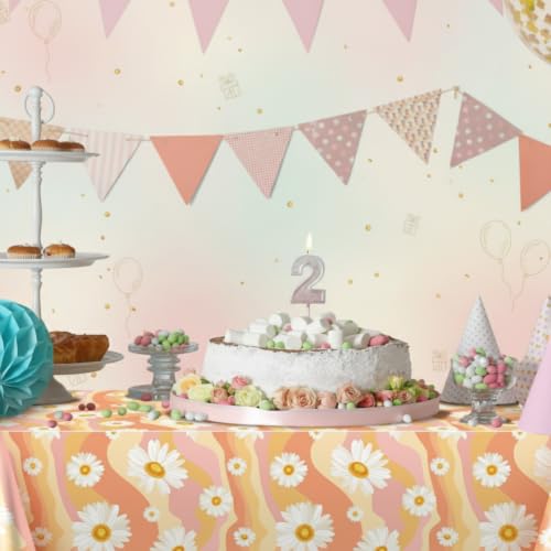 Plastic Groovy Tablecloths - 3 Pieces Hippie Daisy Rainbow